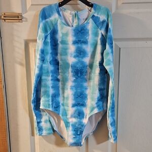 DSG Girls' Long Sleeve One Piece Swimsuit: SPRING TIE DYE: NEW WITH TAGS: SZ XL